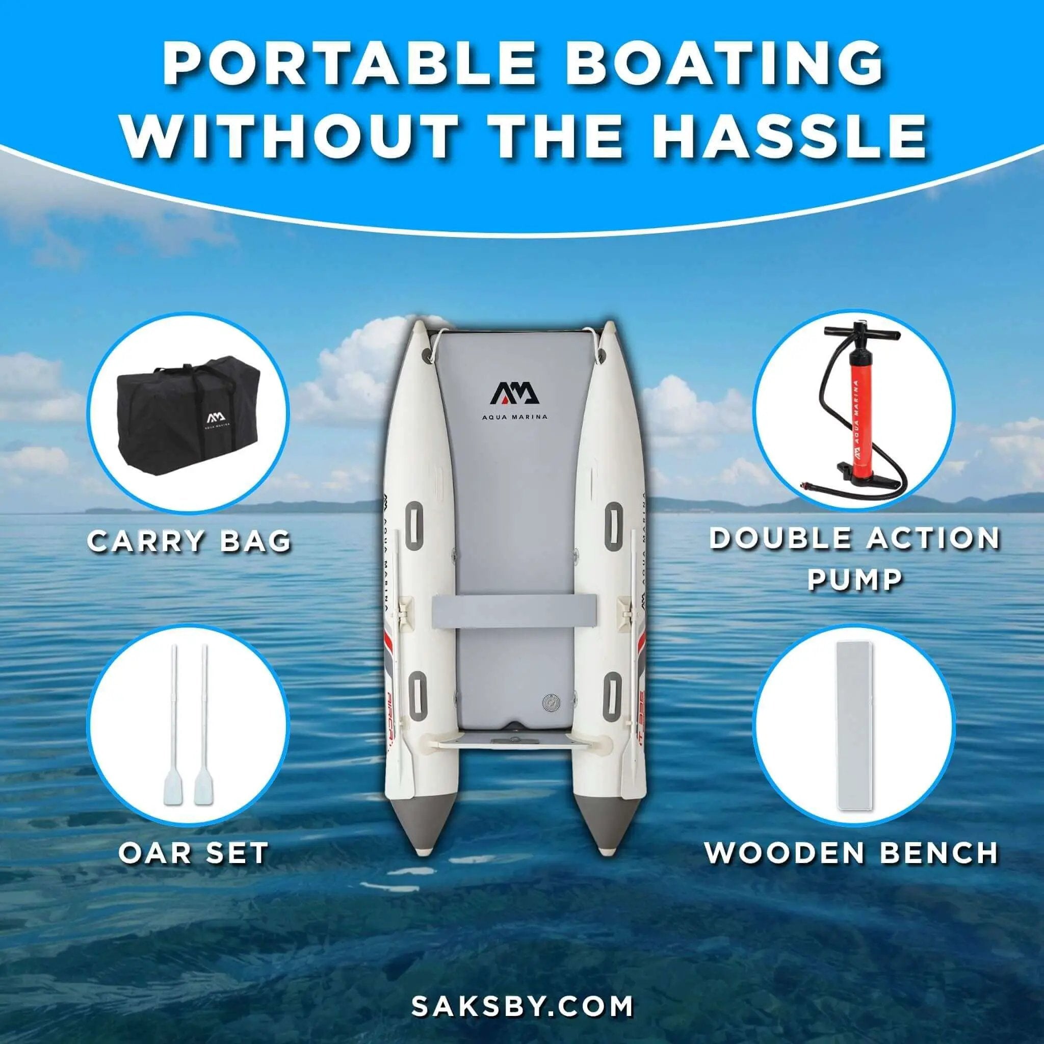 Aqua Marina Aircat 11FT 5-Person High-Speed Inflatable Catamaran With DWF Air Deck [BT-AC335] (SAK10650) by SAKSBY WHOLESALE