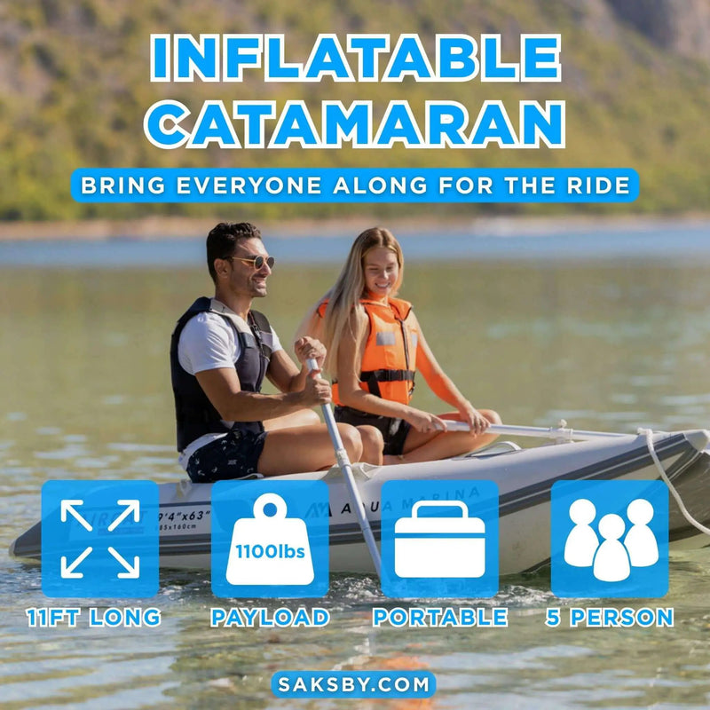 Aqua Marina Aircat 11FT 5-Person High-Speed Inflatable Catamaran With DWF Air Deck [BT-AC335] (SAK10650) by SAKSBY WHOLESALE