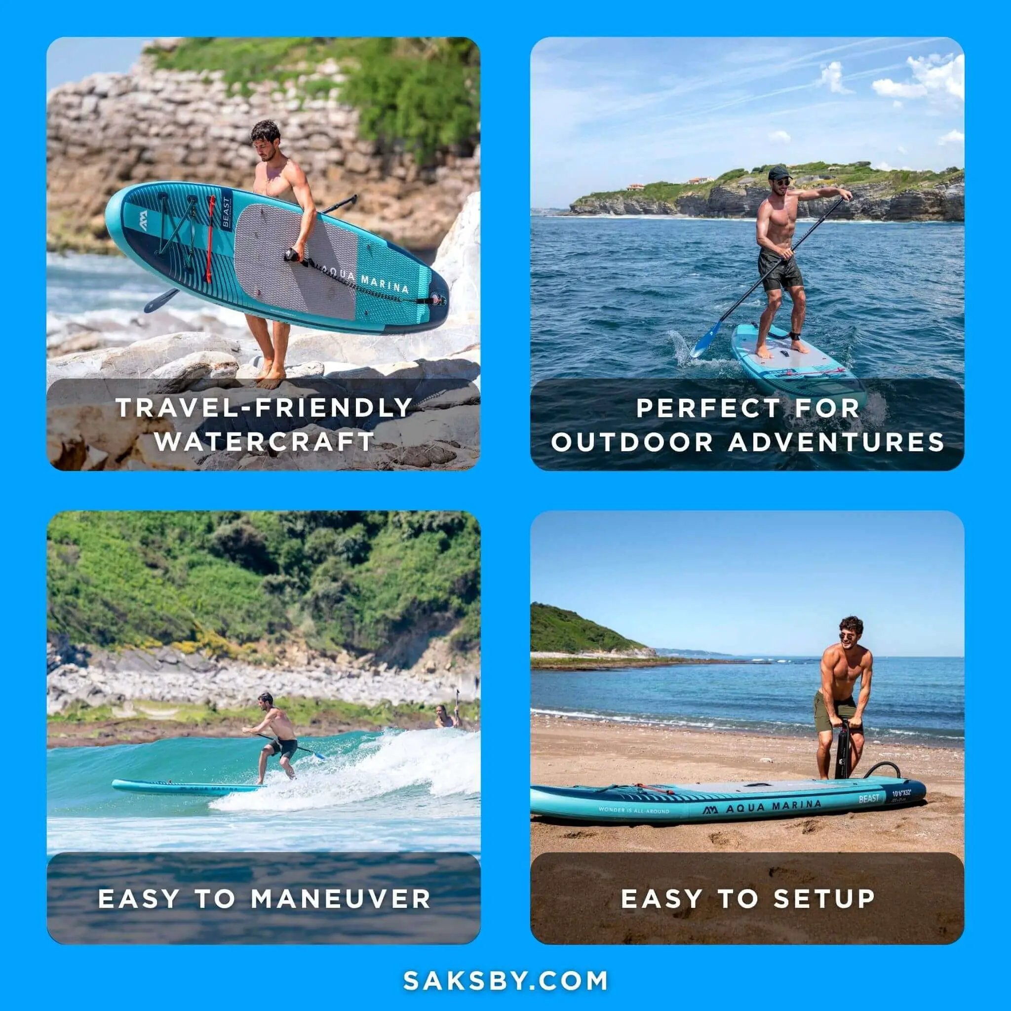 Aqua Marina Beast 10FT Advanced All-Around Inflatable SUP With Carbon Hybrid Paddle [BT-23BEP] (SAK89512) by SAKSBY WHOLESALE