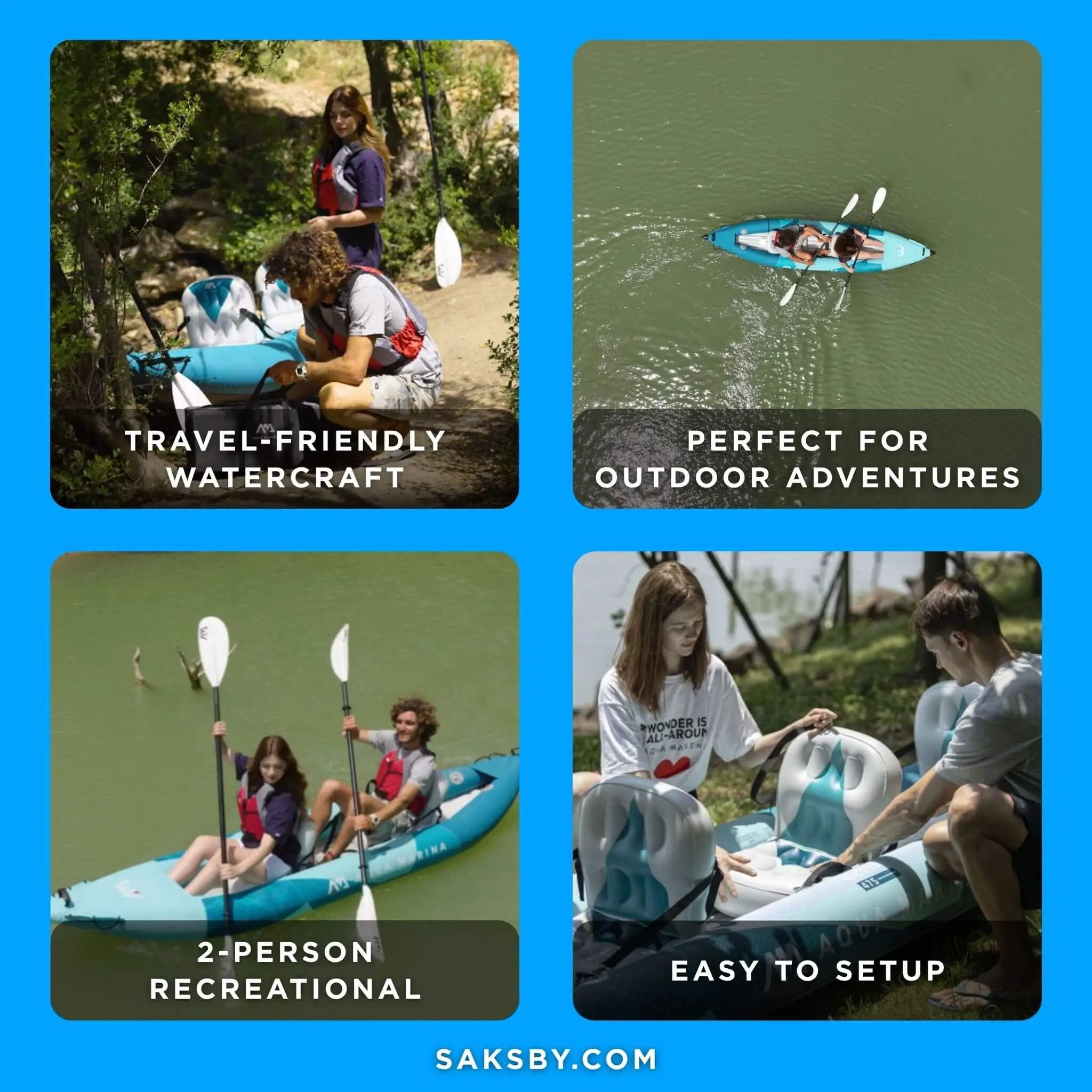 Aqua Marina Betta 14FT 2-Person Inflatable Recreational Kayak With Paddles [BE-412] (SAK01375) by SAKSBY WHOLESALE