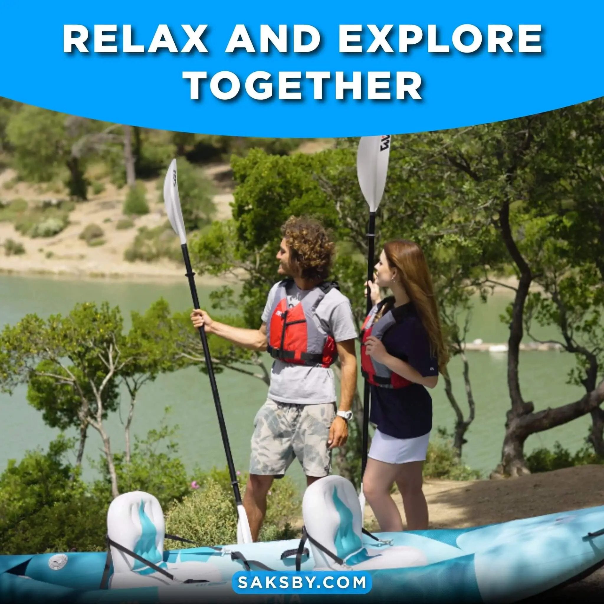 Aqua Marina Betta 14FT 2-Person Inflatable Recreational Kayak With Paddles [BE-412] (SAK01375) by SAKSBY WHOLESALE