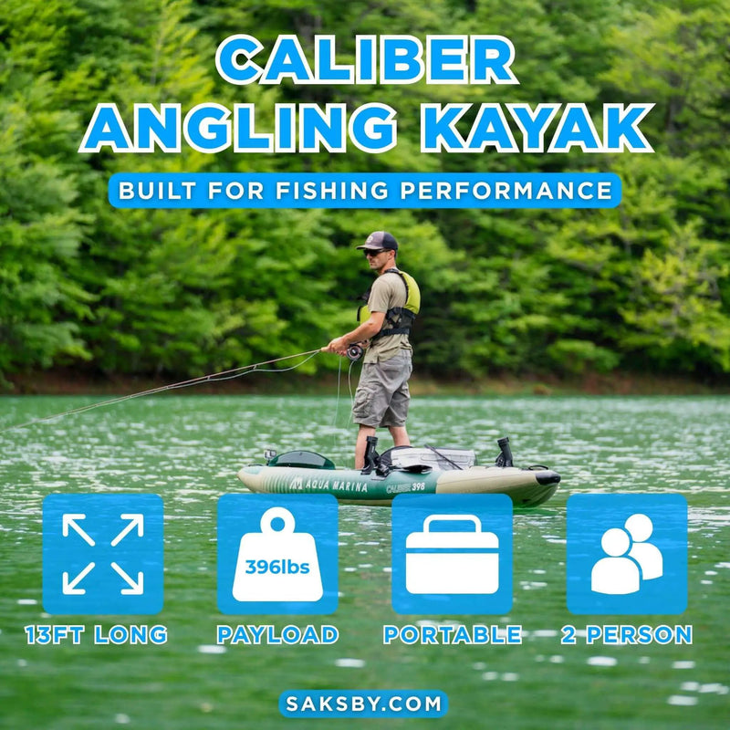 Aqua Marina Caliber 13FT Angling Kayak With Foldable Fishing Seat [Paddle Excluded] [CA-398] (SAK23467) by SAKSBY WHOLESALE