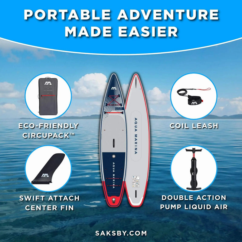 Aqua Marina Hyper 12FT Navy Touring SUP With Hydrodynamic Rail Edges & Adjustable Bungee [BT-23HY02] (SAK23285) by SAKSBY WHOLESALE