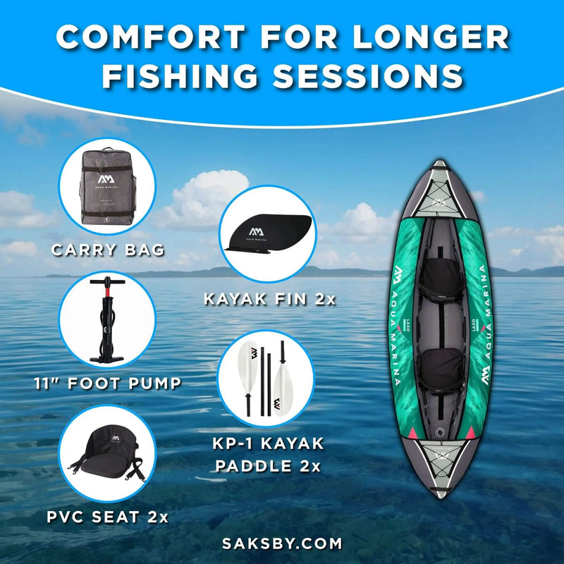 Aqua Marina Laxo 320 2-Person 10FT Recreational Kayak With High-Back Seat And Adjustable Cargo Bungee [LA-320] (SAK01396) by SAKSBY WHOLESALE