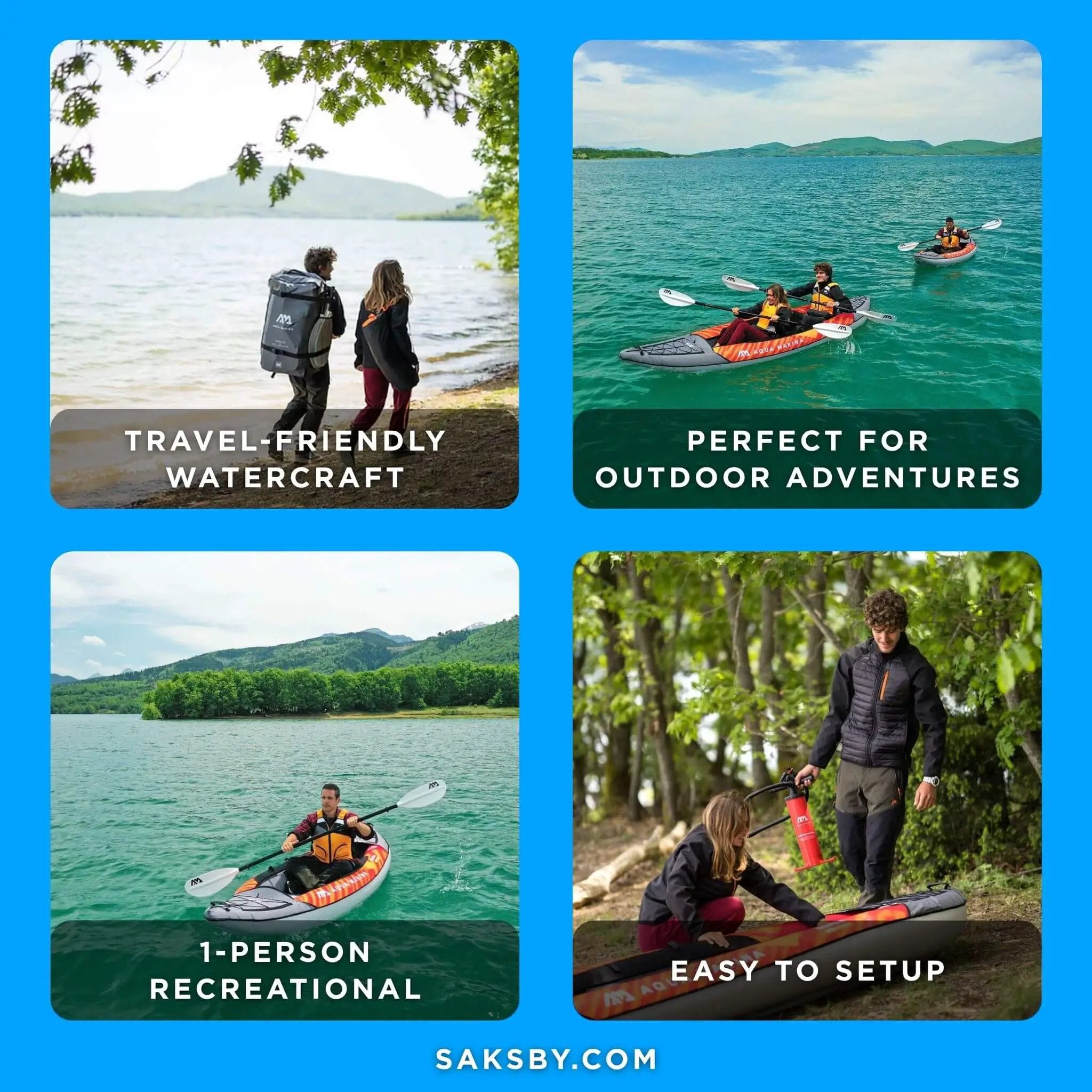Aqua Marina Memba 330 10FT 1-Person Ultra Stiff Touring Kayak With Double Wall Fabric Floor [ME-330] (SAK56789) by SAKSBY WHOLESALE