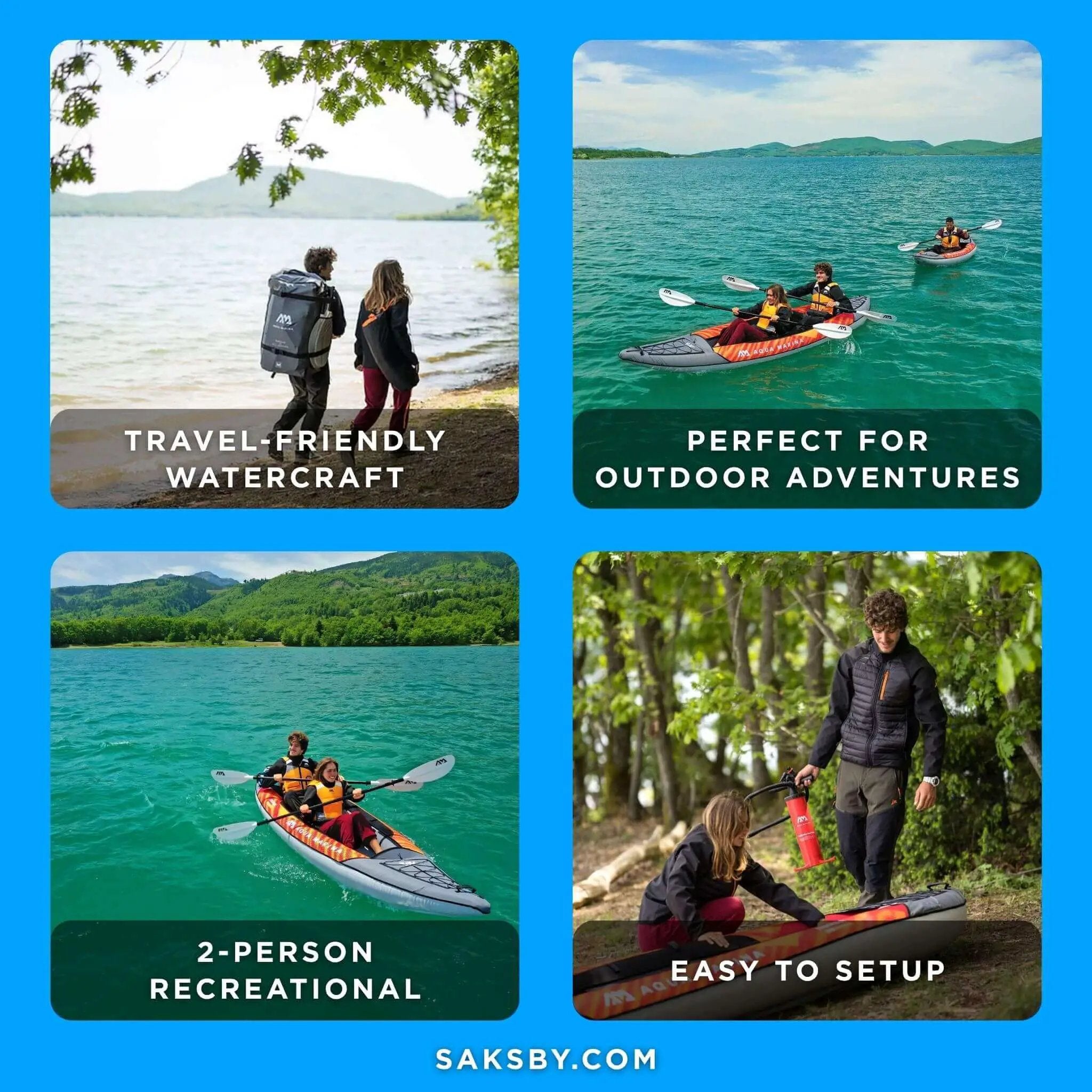 Aqua Marina Memba 390 Premium 12FT 2-Person Touring Kayak With DWF Deck And Paddles [ME-390] (SAK17282) by SAKSBY WHOLESALE