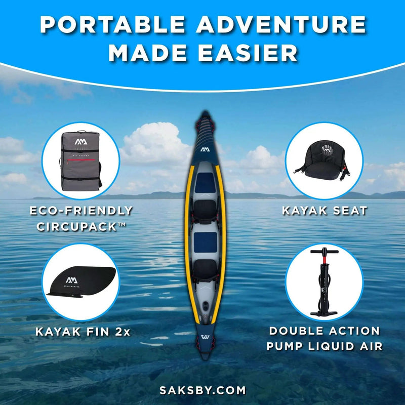 Aqua Marina Tomahawk AIR-K 440 14FT 2-Person High-Pressure Speed Inflatable Kayak [Paddle Excluded] [AIR-K440] (SAK31482) by SAKSBY WHOLESALE