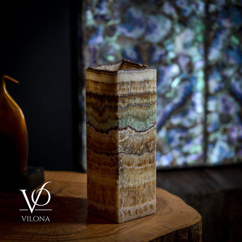 Aqua Onyx Table Lamp - Small - (18" Tall, 6x6" Live Edge Square #8), photo 2 of 5
