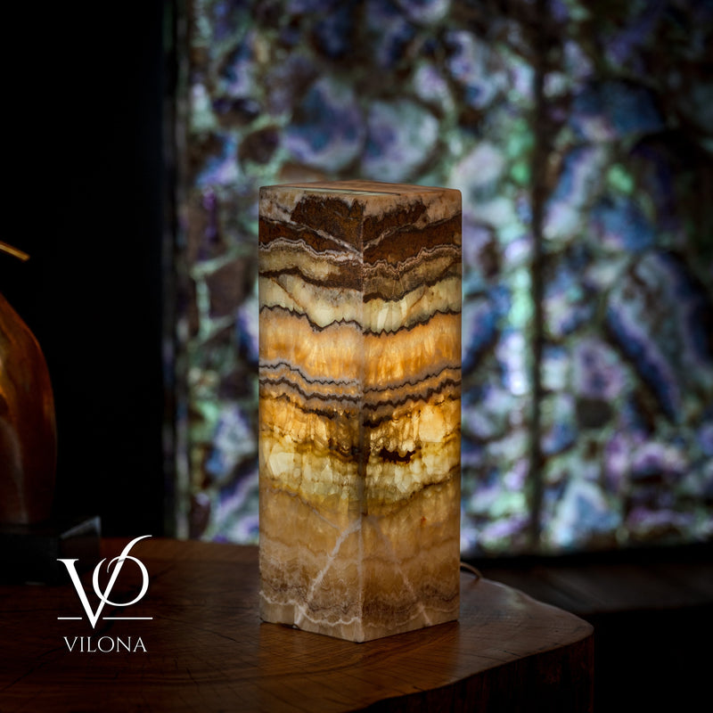 Aqua Onyx Table Lamp - Small - (18" Tall, 6x6" Closed Top Square #67), photo 5 of 5