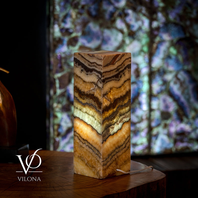 Aqua Onyx Table Lamp - Small - (18" Tall, 6x6" Closed Top Square #68), photo 5 of 5