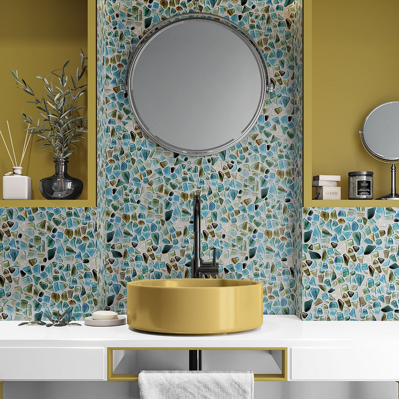Aquamarine Glossy Gloss Glass Mosaics 12x12 Glass Glossy 12x12 Mosaics — 2