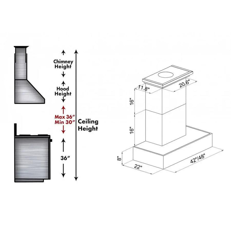 ZLINE 48" Remote Blower Wooden Wall Range Hood, 681W-RD-48 by Farmhouse Kitchen and Bath