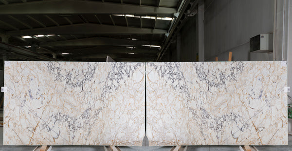 Arabescato Monet Extra polished marble slab, 3/4 in thick, bookmatched pair from block 41-848
