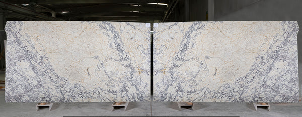 Arabescato Monet Super Extra polished marble slab, 3/4 in thick, bookmatched pair from block SM1126