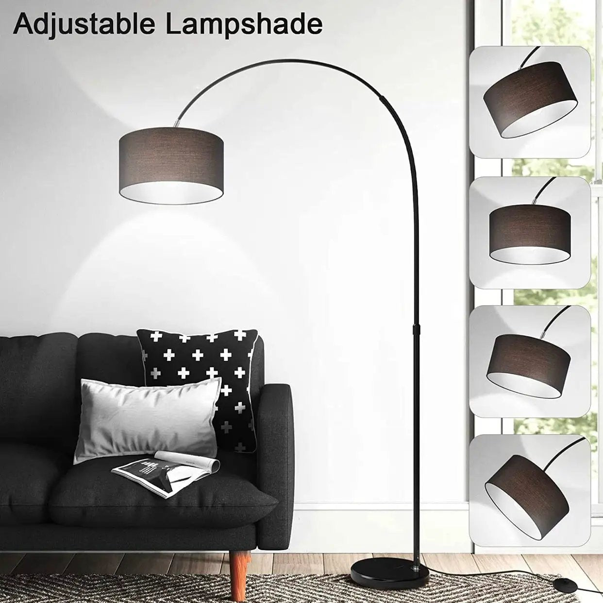 Arc Floor Lamp Modern Standing Lamp for Living Room Dimmable 74” Tall by Outdoor Solar Outlet