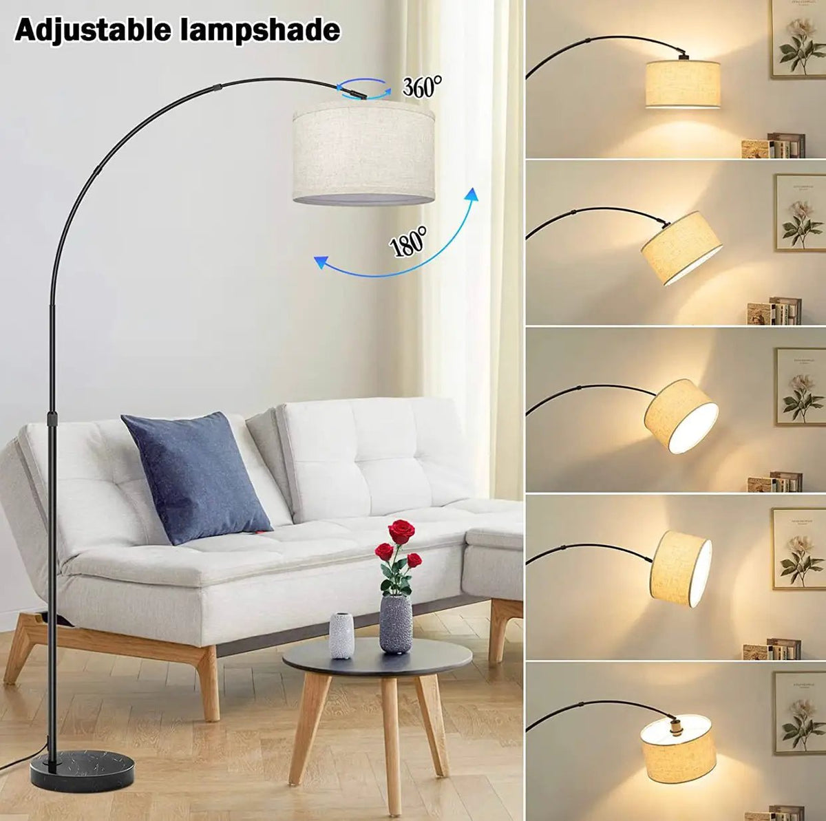 Arc Floor Lamp Modern Standing Lamp for Living Room Dimmable 74” Tall by Outdoor Solar Outlet