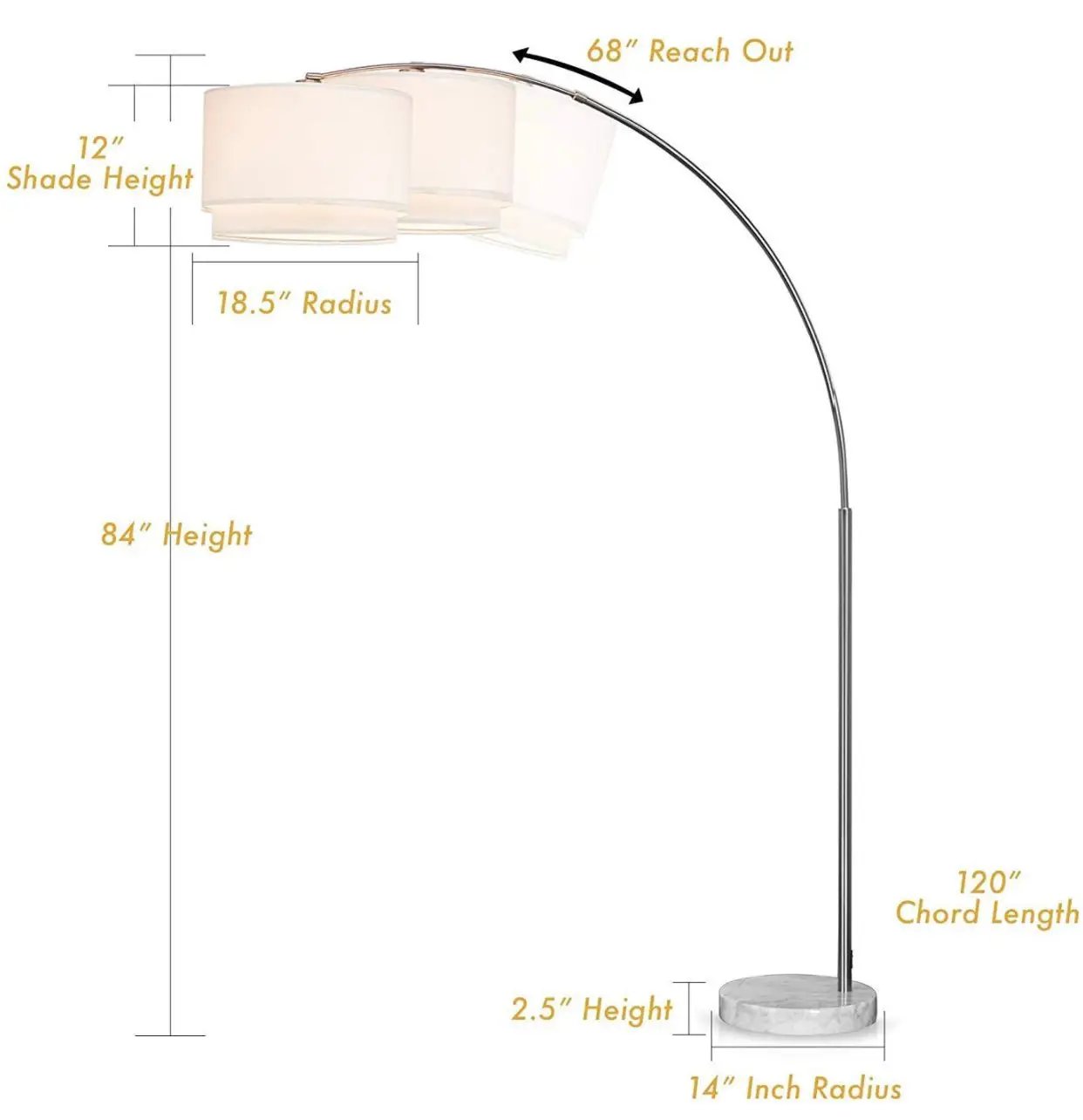 Arc Floor Lamp with Unique Hanging Drum - Arching Over The Couch by Outdoor Solar Outlet