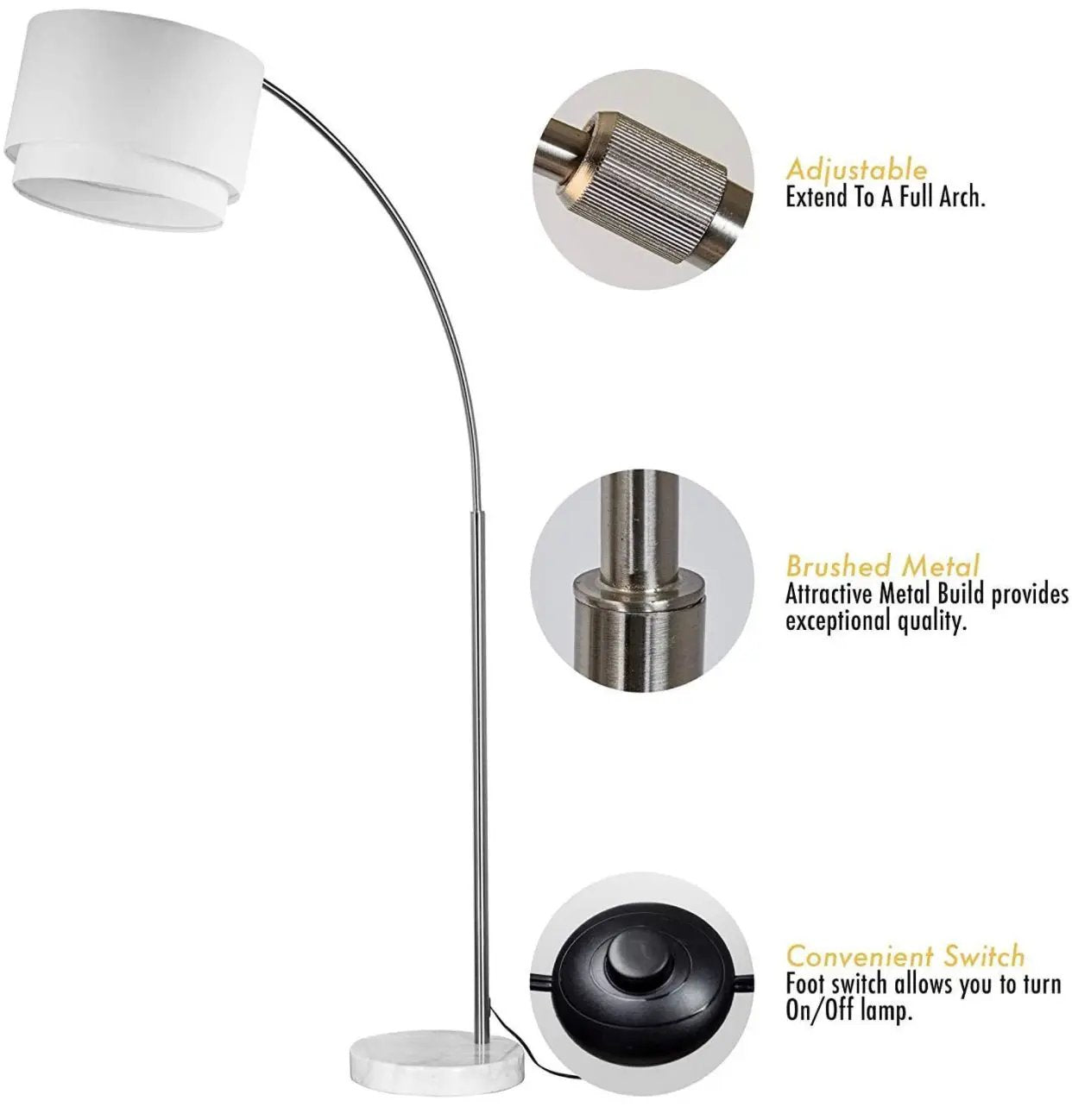 Arc Floor Lamp with Unique Hanging Drum - Arching Over The Couch by Outdoor Solar Outlet