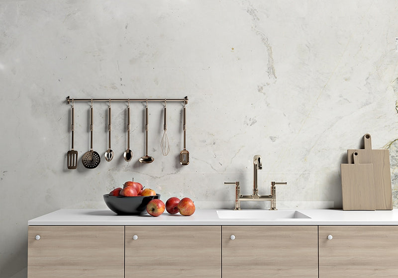 Arctic Mirage Polished Marble Slab Random room scene 2