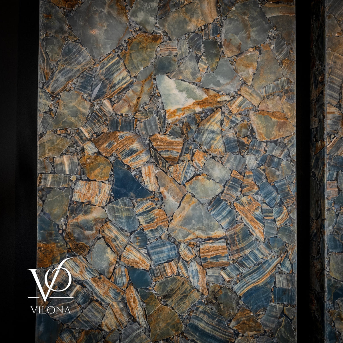 Argentina Blue Onyx Mosaic Wall Panels | Luxury Backlit Stone Wall Art, photo 6 of 9