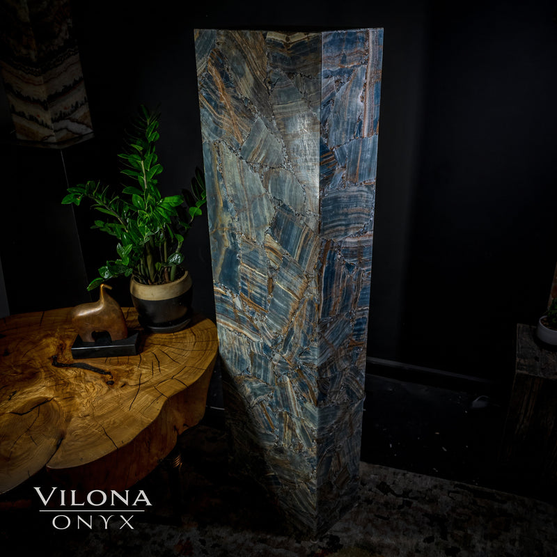 Argentina Blue Onyx Floor Lamp - Medium - 55"H - 16"W x 8"W - Rectangle - #1, photo 7 of 8