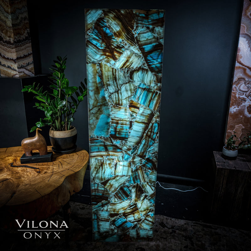 Argentina Blue Onyx Floor Lamp - Medium - 55"H - 16"W x 8"W - Rectangle - #1, photo 5 of 8