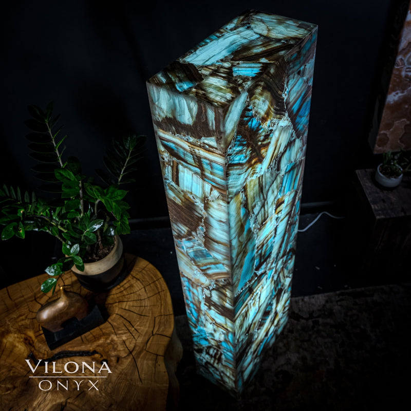 Argentina Blue Onyx Floor Lamp - Medium - 55"H - 16"W x 8"W - Rectangle - #1, photo 6 of 8