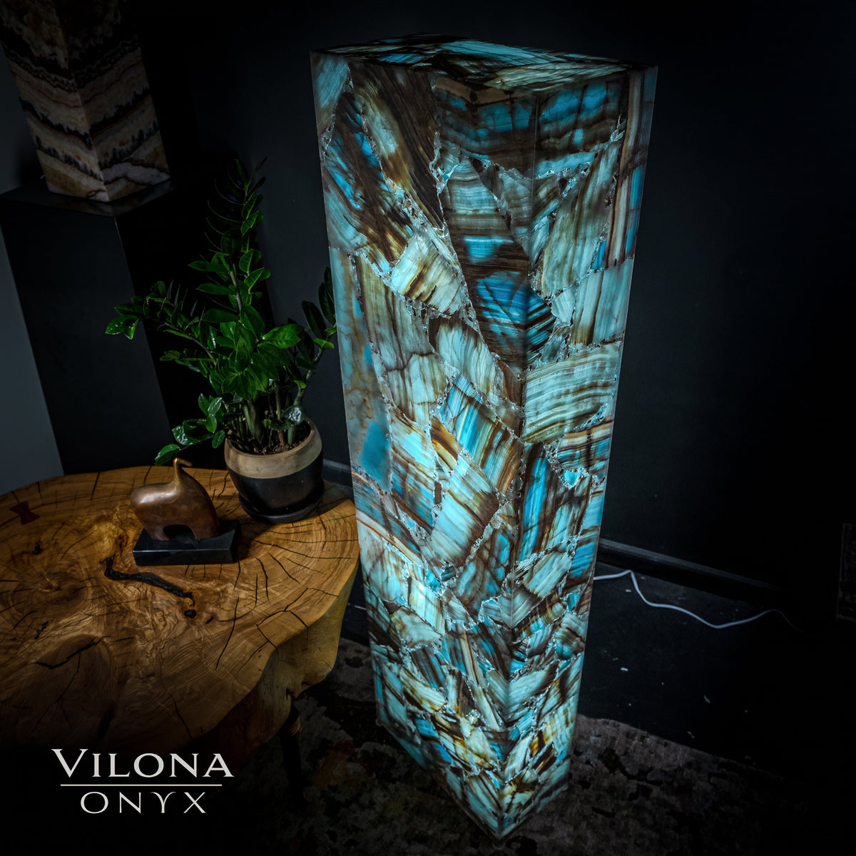 Argentina Blue Onyx Floor Lamp - Medium - 55"H - 16"W x 8"W - Rectangle - #1, photo 4 of 8