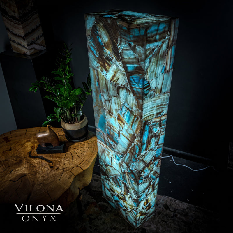 Argentina Blue Onyx Floor Lamp - Medium - 55"H - 16"W x 8"W - Rectangle - #1, photo 4 of 8