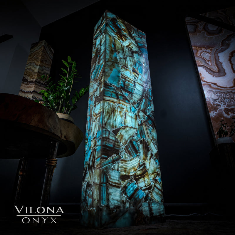 Argentina Blue Onyx Floor Lamp - Medium - 55"H - 16"W x 8"W - Rectangle - #1, photo 3 of 8