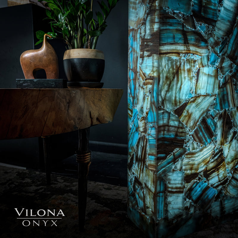 Argentina Blue Onyx Floor Lamp - Medium - 55"H - 16"W x 8"W - Rectangle - #1, photo 2 of 8