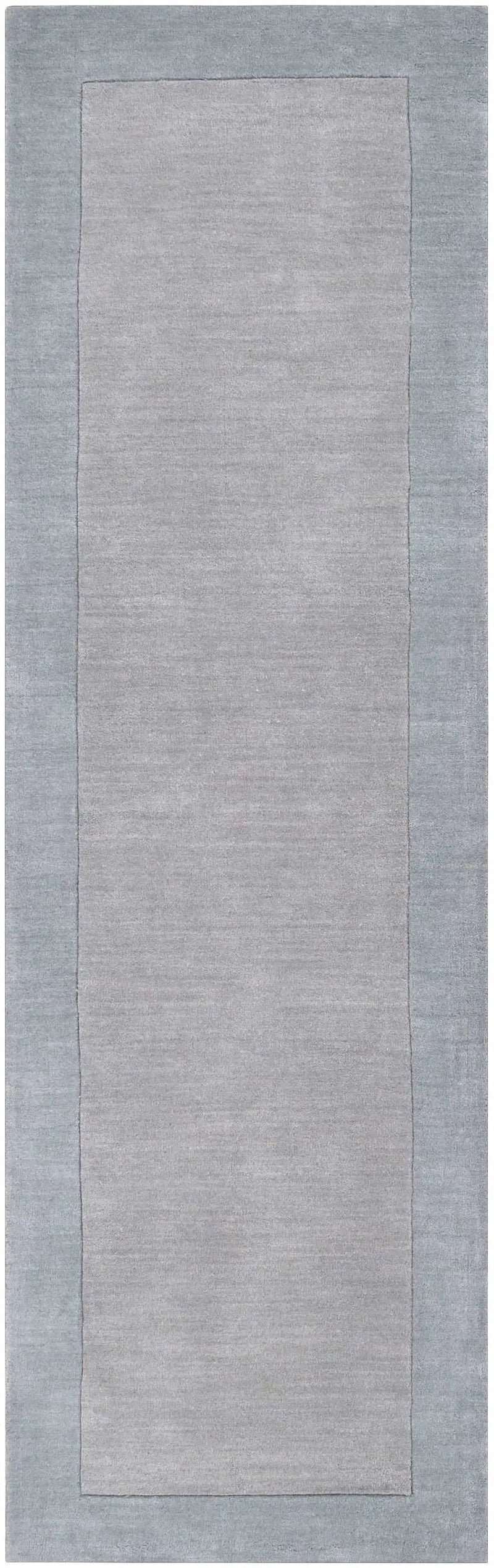Arkabutla Solid Blue Bordered Wool Rug by Boutique Rugs