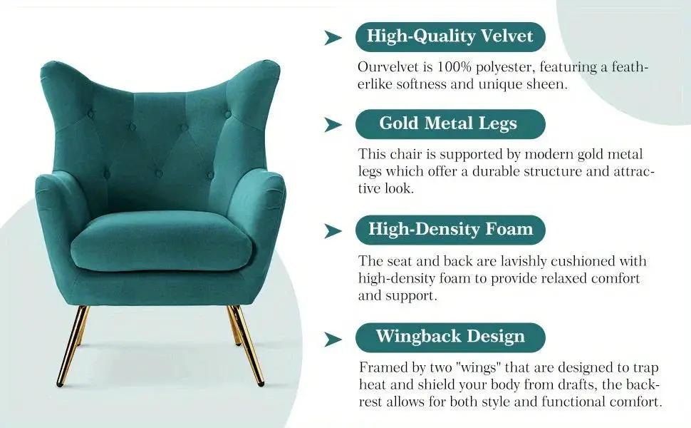 Arm Chair - Luxurious Velvet Blue by House Of Avana
