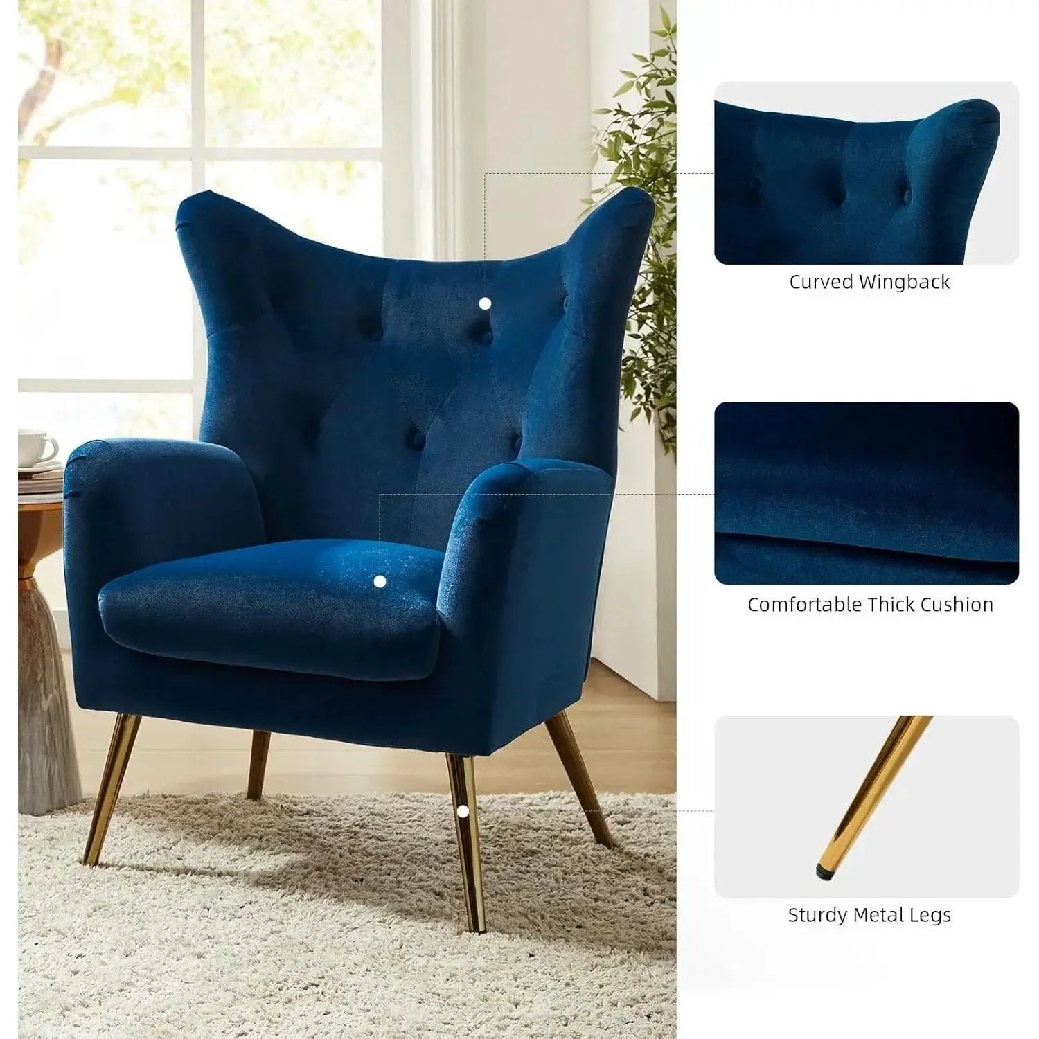 Arm Chair - Luxurious Velvet Blue by House Of Avana