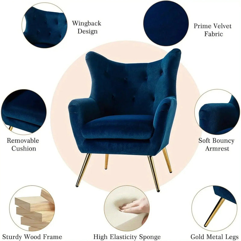 Arm Chair - Luxurious Velvet Blue by House Of Avana
