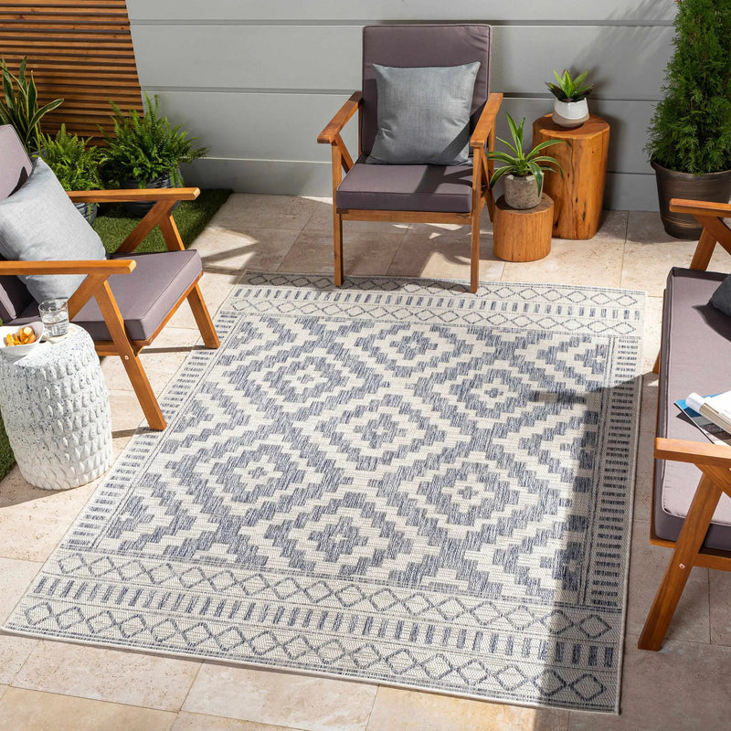 Kabala Dark Blue Outdoor Area Rug - Clearance by Boutique Rugs