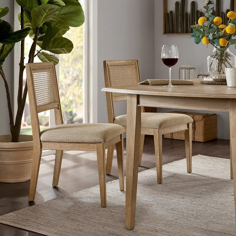 Armless Dining Chair with Cane Back and Tapered Wood Legs - Set of 2 by HouseOfZazla