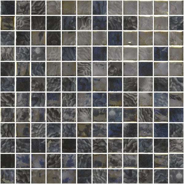 Arrecife Iridis Gray Luster 1x1 Glass Mosaics 12x18