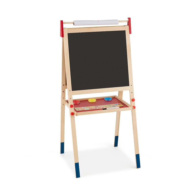 All-in-One Wooden Height Adjustable Kid's Art Easel with Magnetic Stickers and Paper by DirectDeals