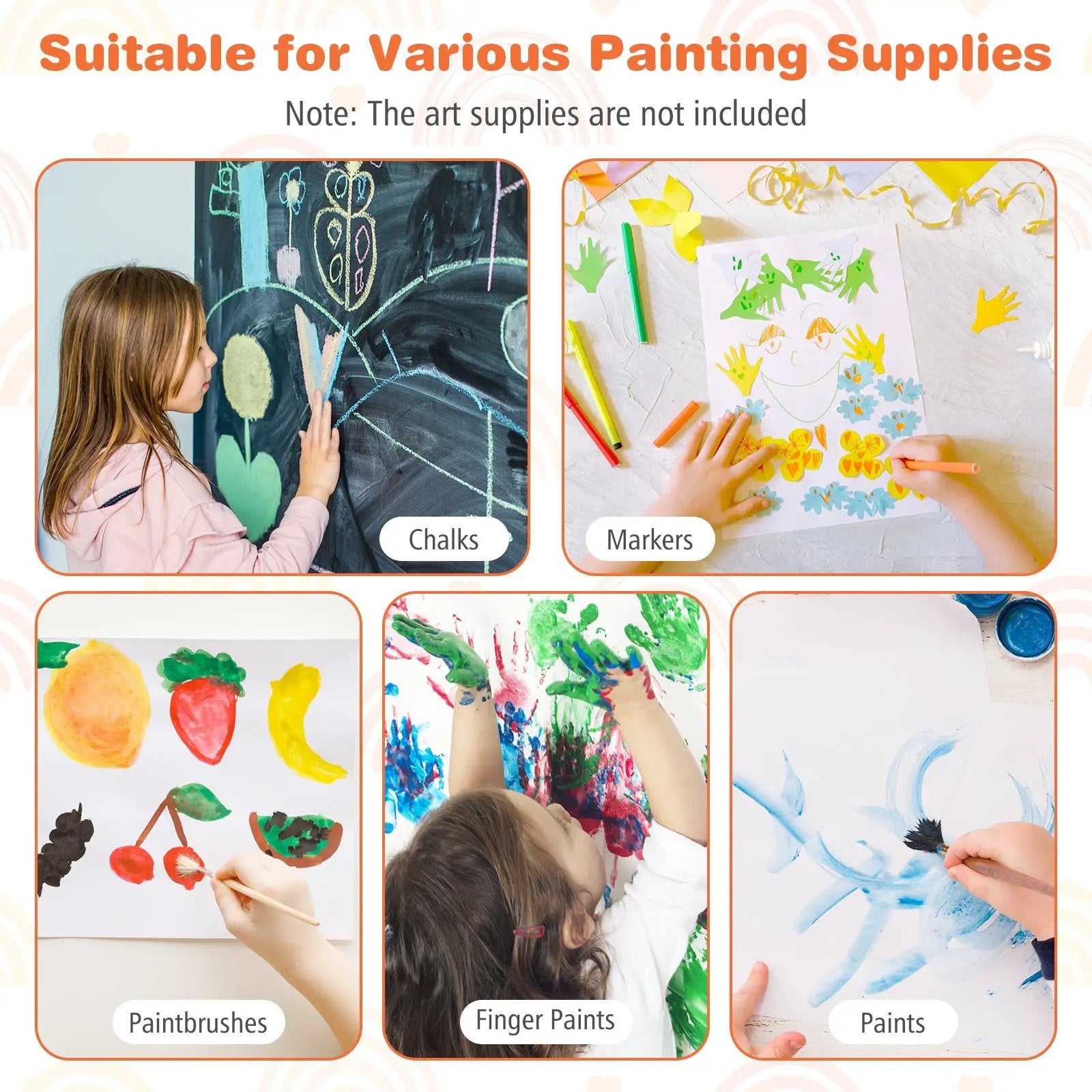 3-in-1 Art Easel for Kids with Magnetic Chalkboard and Whiteboard-Gray by DirectDeals