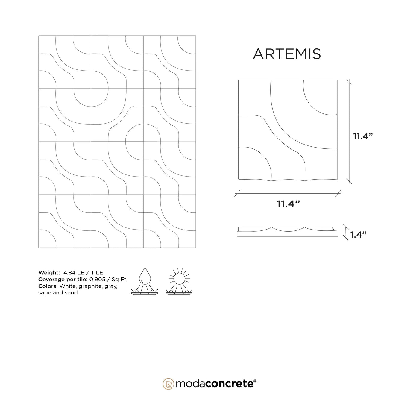 ARTEMIS Concrete Wall Tile by ModaConcrete - Direct source for architectural and precast concrete