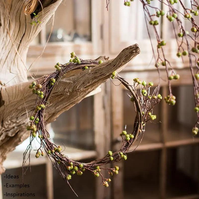 Artificial Berry Vines Green and Red 35" Tall by RusticReach