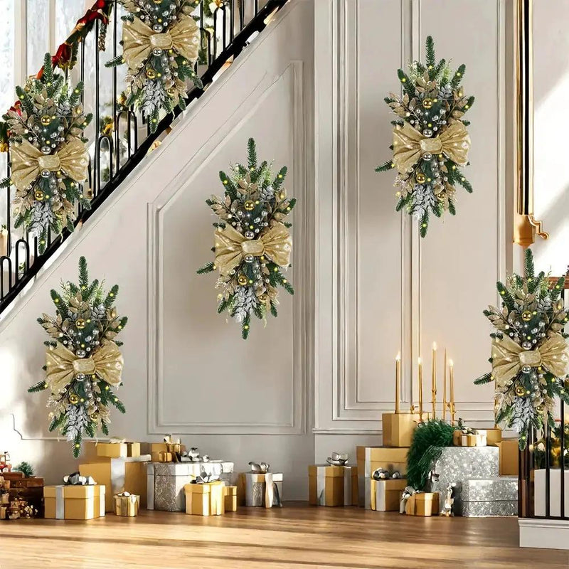 Artificial Christmas Wreath 60cm Decorative Staircase Garland by House Of Avana
