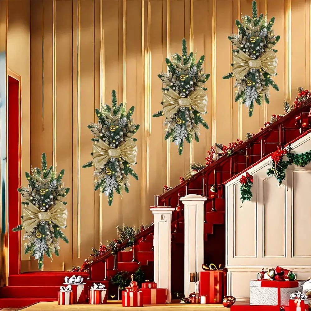 Artificial Christmas Wreath 60cm Decorative Staircase Garland by House Of Avana