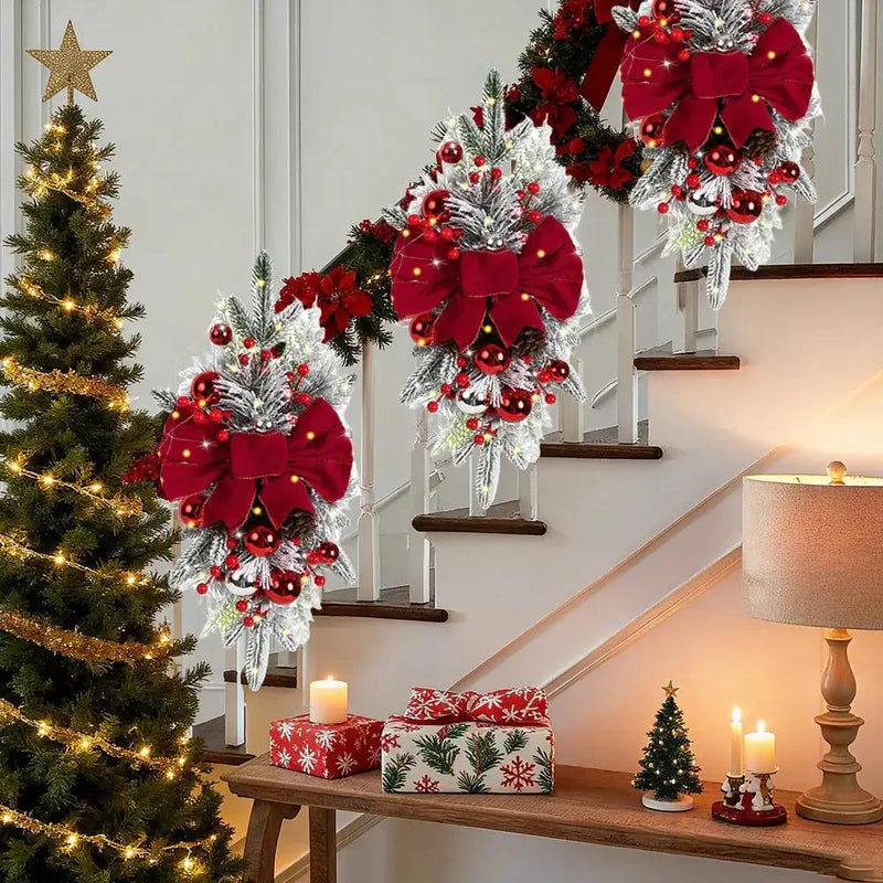 Artificial Christmas Wreath 60cm Non-Luminous Staircase Hanging Decoration by House Of Avana