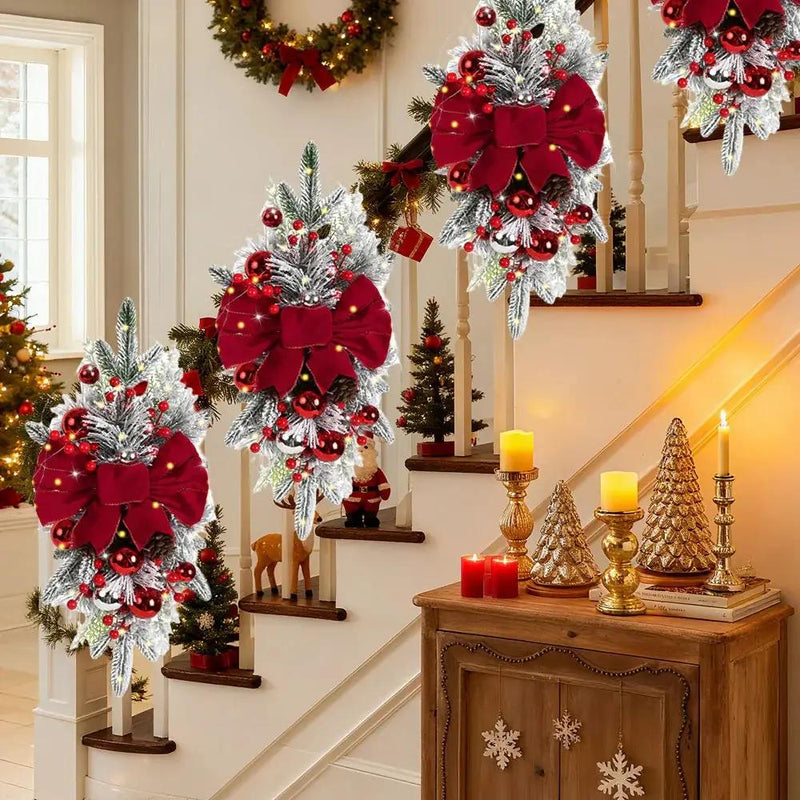 Artificial Christmas Wreath 60cm Non-Luminous Staircase Hanging Decoration by House Of Avana