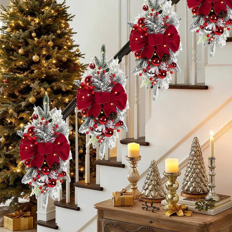 Artificial Christmas Wreath 60cm Non-Luminous Staircase Hanging Decoration by House Of Avana