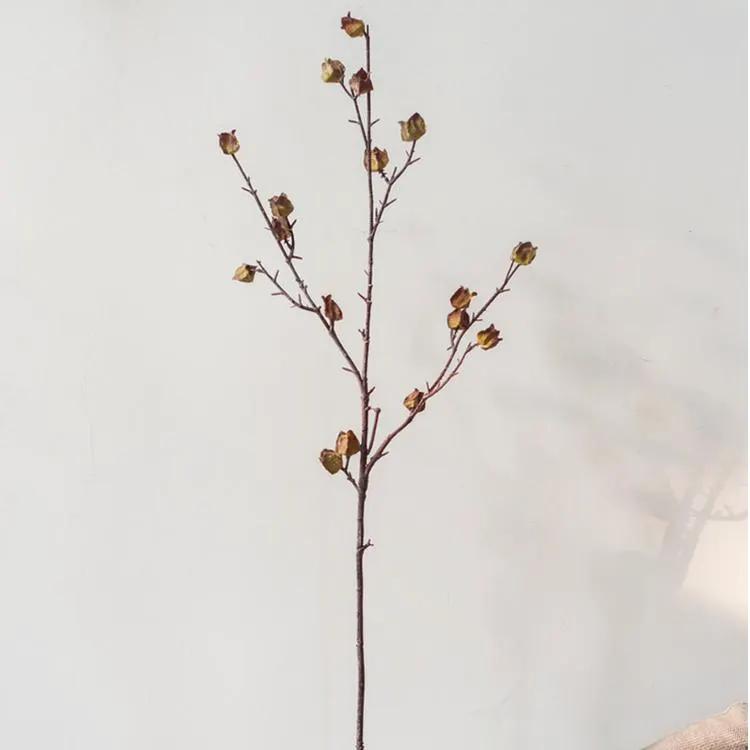 Faux Silk Artificial Hibiscus Flower Stem Dry 35.4" Tall by RusticReach