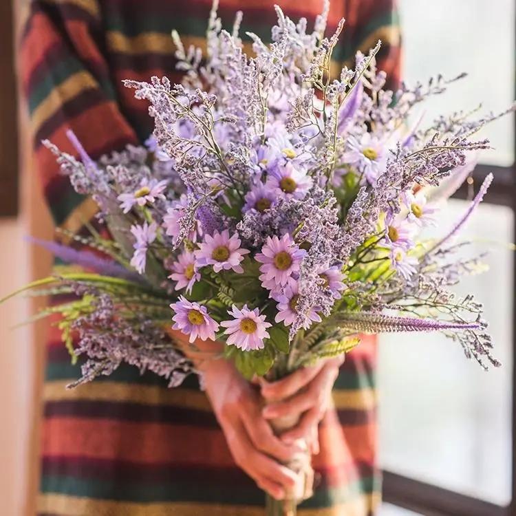 Artificial Silk Bouquet Country Flowers 20" Tall Purple by RusticReach