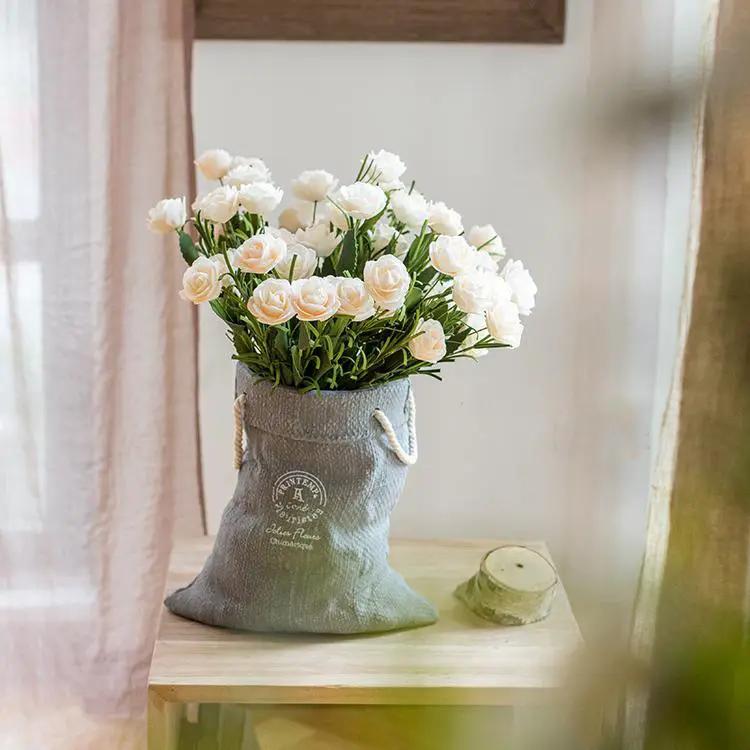 Artificial Flower Eco PE Camellia Bloom Stem Set in White 16" Tall by RusticReach